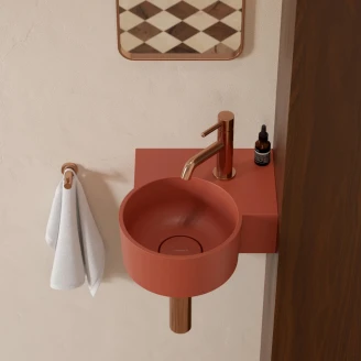 Omnires Väggmonterad Tvättställ <strong>Ovo M+</strong> Terrakotta Matt 33x34 cm Höger