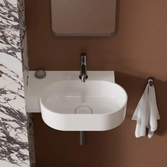 Omnires Väggmonterad Tvättställ <strong>Ovo M+</strong>  Vit Blank 55x36 cm Vänster