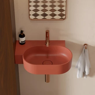 Omnires Väggmonterad Tvättställ <strong>Ovo M+</strong> Terrakotta Matt 55x36 cm Vänster