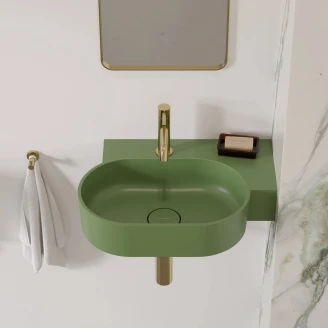 Omnires Väggmonterad Tvättställ <strong>Ovo M+</strong> Oliv Matt 55x36 cm Höger