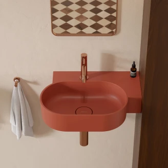 Omnires Väggmonterad Tvättställ <strong>Ovo M+</strong> Terrakotta Matt 55x36 cm Höger