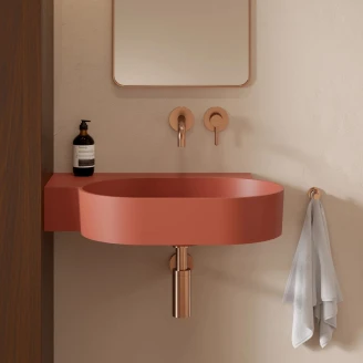 Omnires Väggmonterad Tvättställ <strong>Ovo M+</strong>  Terrakotta Matt 64x44 cm Vänster