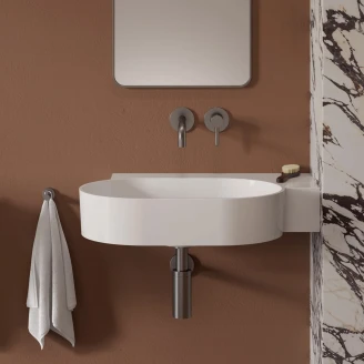Omnires Väggmonterad Tvättställ <strong>Ovo M+</strong>  Vit Blank 64x44 cm Höger