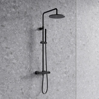 Omnires Takduschset Contour Antracit Matt med Termostat