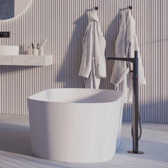 Omnires Golvblandare med Duschset Contour Antracit Matt