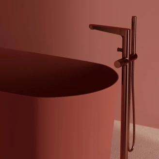 Omnires Golvblandare med Duschset Contour Koppar Matt