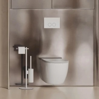 Omnires Toalettpappershållare & Borste <strong>Modern Project</strong>  Vit Matt