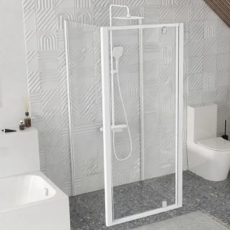 Ravak Duschkabin <strong>Pivot</strong>  90x90 cm Vit-Krom Blank