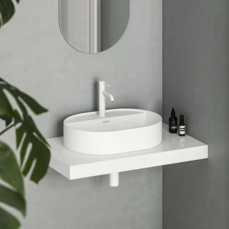 Ravak Tvättställ <strong>Ceramic Slim</strong>  Oval Vit Matt 55 cm med Hylla