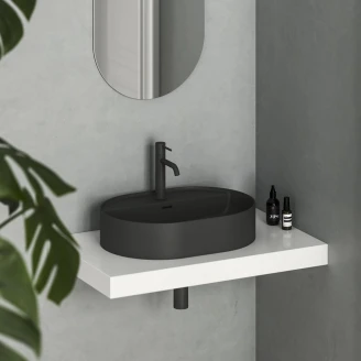 Ravak Tvättställ <strong>Ceramic Slim</strong>  Oval Svart Matt 55 cm med Hylla