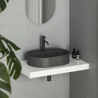 Ravak Tvättställ <strong>Ceramic Slim</strong>  Oval Antracit Matt 55 cm med Hylla