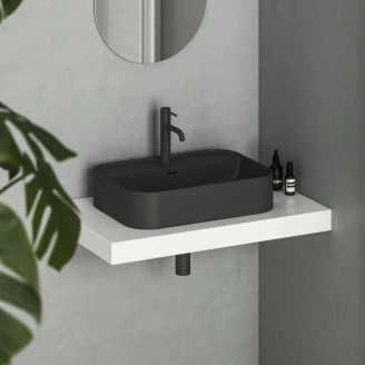 Ravak Tvättställ <strong>Ceramic Slim</strong>  Rektangulär Svart Matt 55 cm med Hylla
