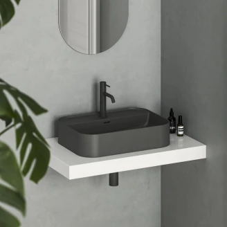 Ravak Tvättställ <strong>Ceramic Slim</strong>  Rektangulär Antracit Matt 55 cm med Hylla