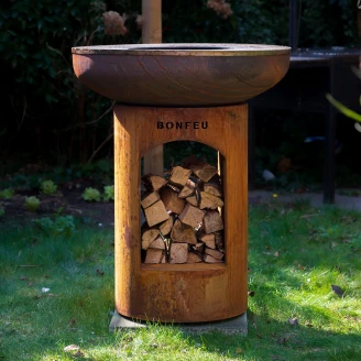 BonFeu <strong>Grillset</strong>  med BonBiza Eldstad Öppen Cortenstål, Subbel Stålring för Gril, Pizzaugn, Olja Burk, Stekspade & Stekspade för Pizza