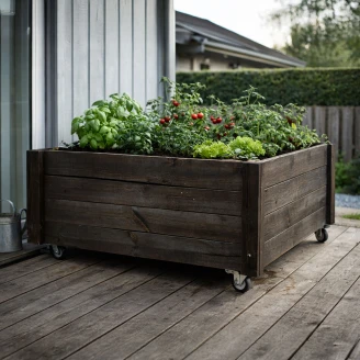 Plantekasse med hjul <strong>Selwyn</strong>  Sort