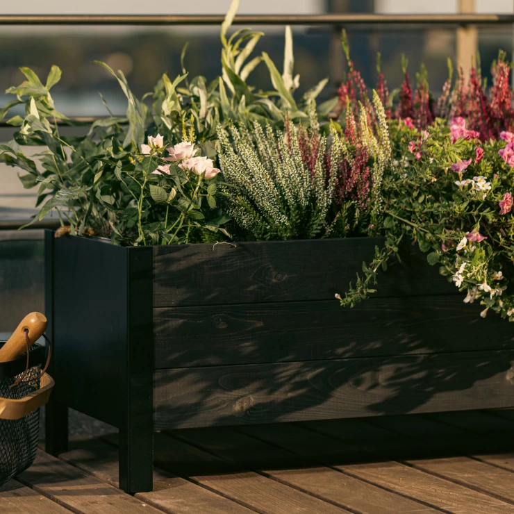 Plantekasse Florentis Svart Tre 78x36 cm