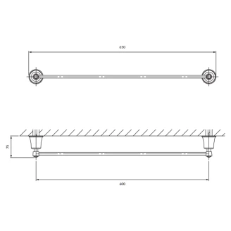 Omnires Handdukshängare <strong>Art Line</strong>  Borstad Antik Brons Matt 65 cm