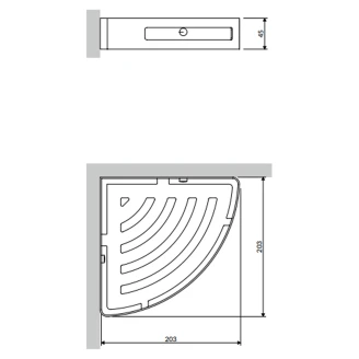Omnires Hörnduschkorg Uni Krom Blank 21x21 cm