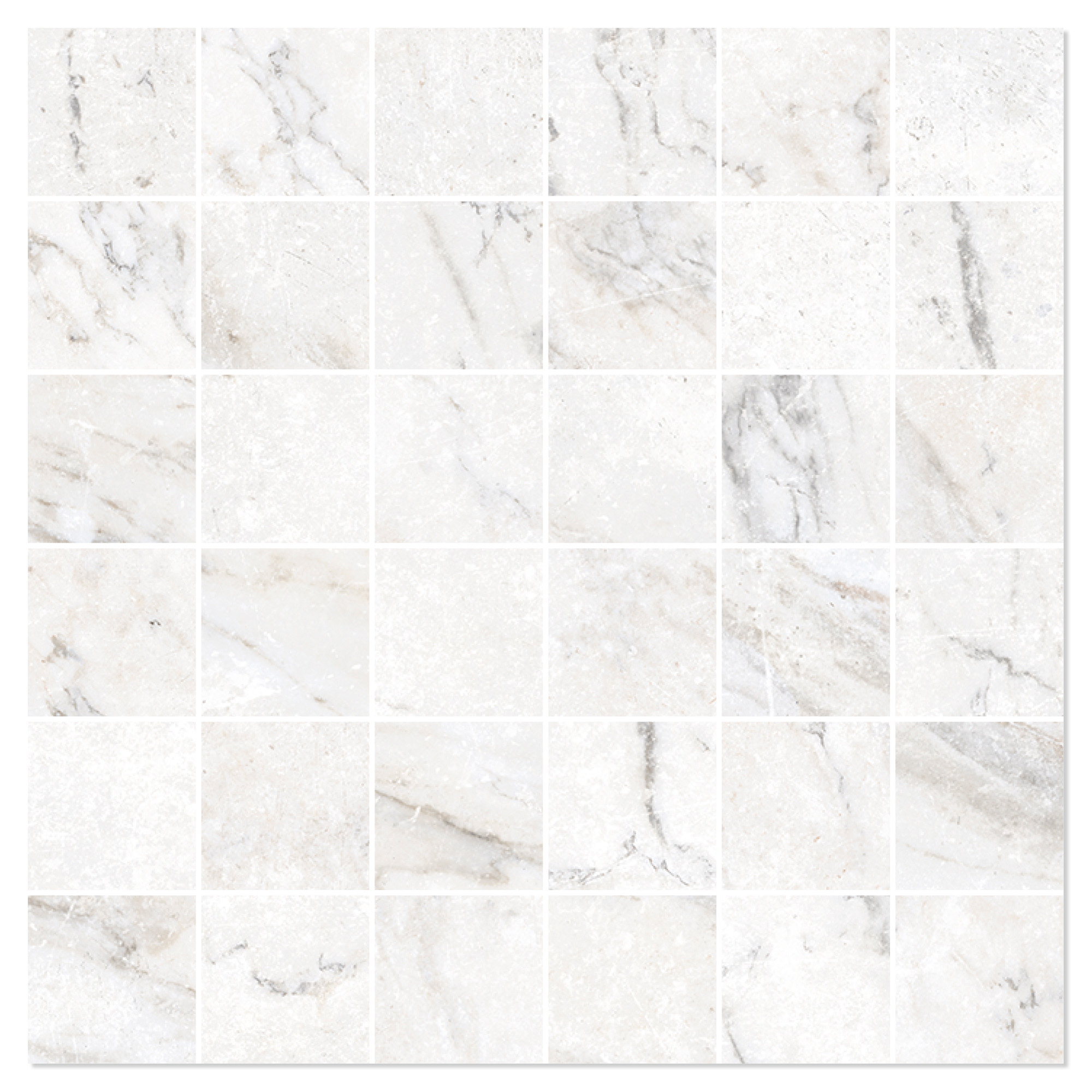 Marmor Mosaikk Gulvflis Palatina Hvit Matt 30x30 (5x5) cm