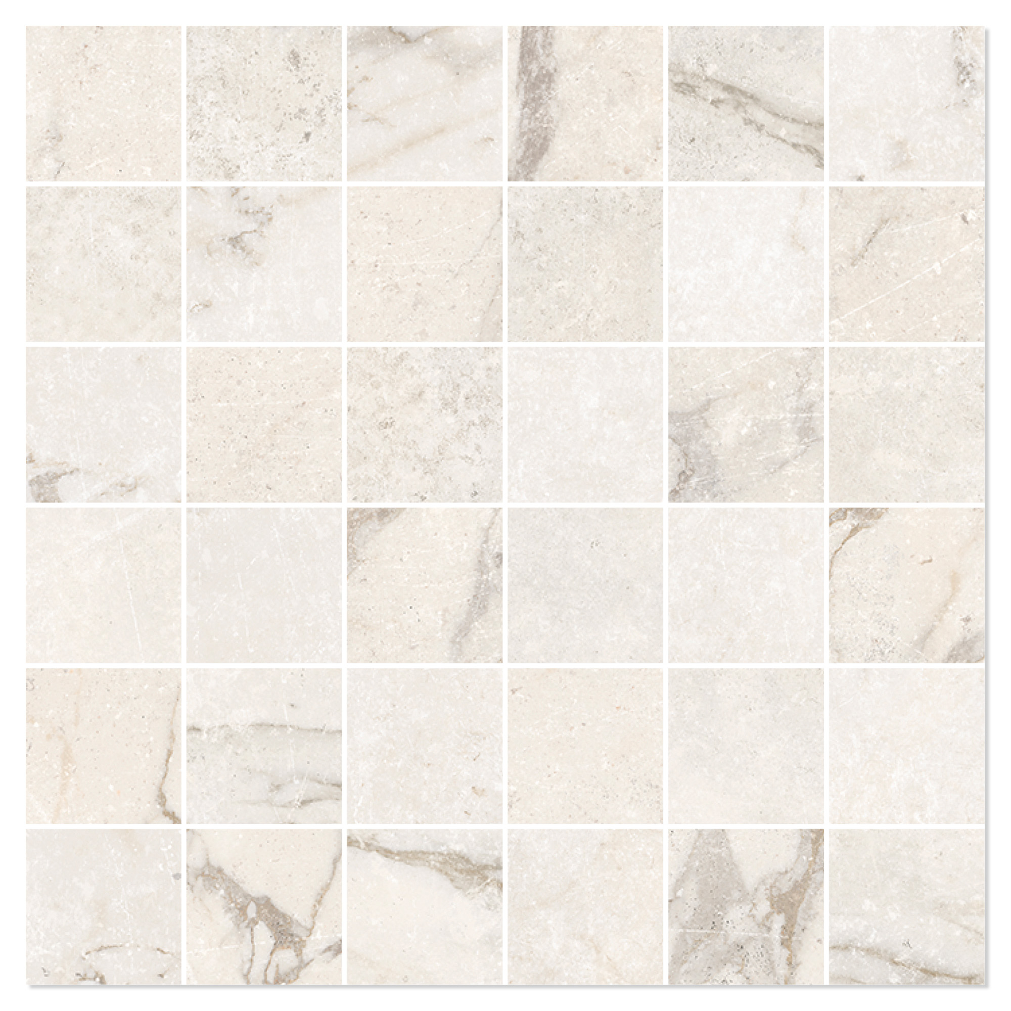 Marmor Mosaikk Gulvflis Palatina Ljusbeige Matt 30x30 (5x5) cm