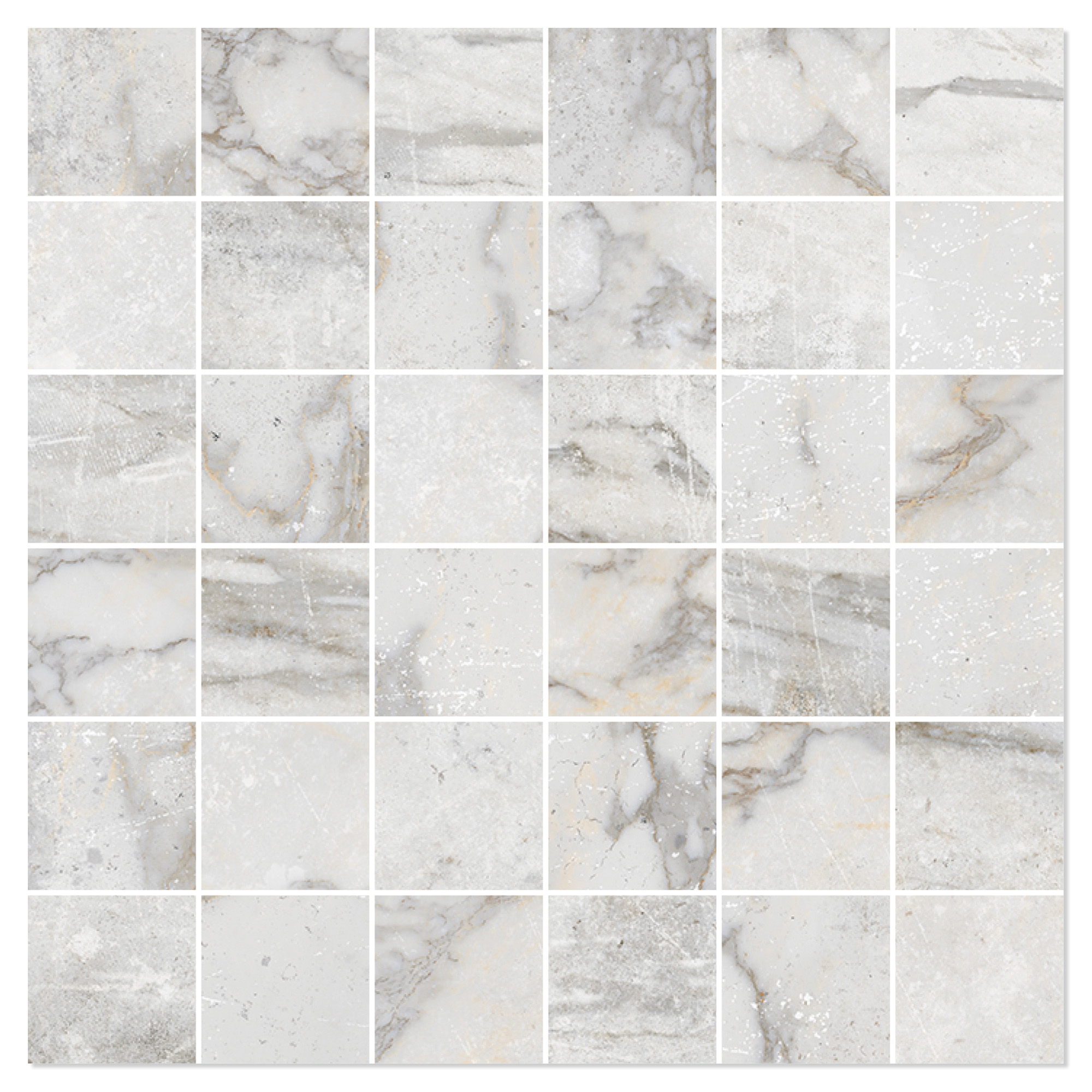 Marmor Mosaikk Gulvflis Palatina Lys Grå Matt 30x30 (5x5) cm