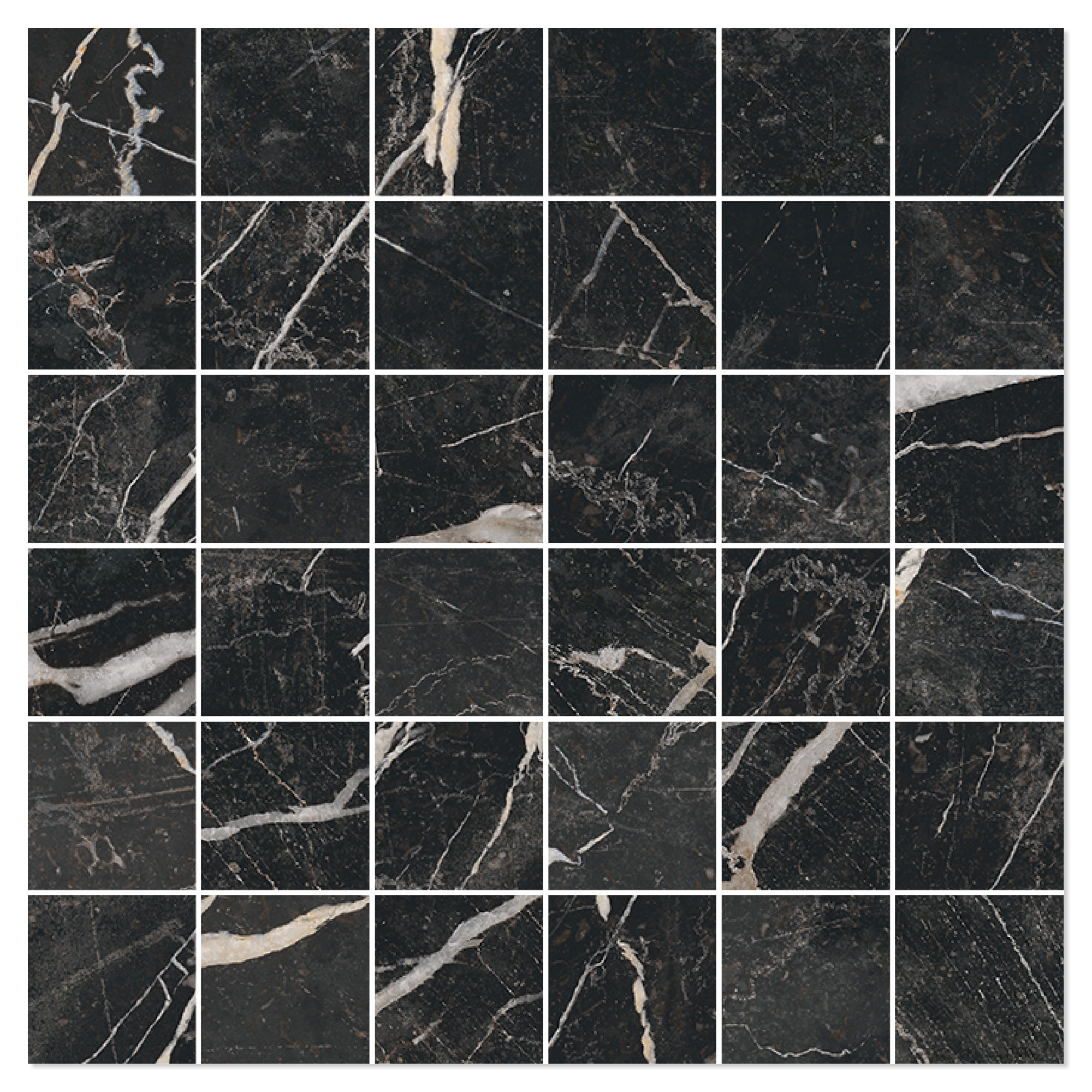 Marmor Mosaikk Gulvflis Palatina Svart Matt 30x30 (5x5) cm