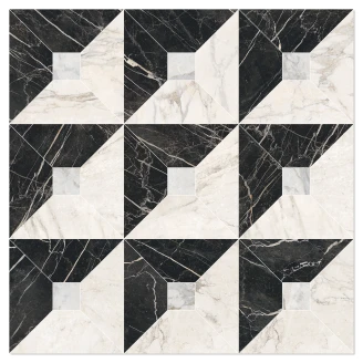 Marmor Mosaik Klinker <strong>Palatina</strong>  Blanda Svart-Vit-Ljusbeige Matt 30x30 cm