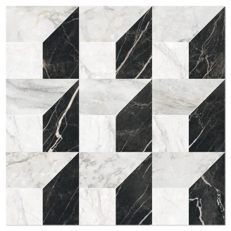 Marmor Mosaik Klinker <strong>Palatina</strong>  Blanda Ljusgrå-Svart-Vit Matt 30x30 cm