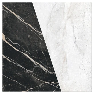 Marmor Mosaik Klinker <strong>Palatina</strong>  Delad Vit-Svart Matt 30x30 cm
