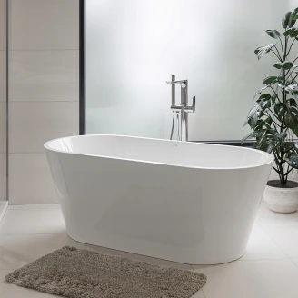 Badekar <strong>Corselle</strong>  Hvit Blank 160 cm Oval med Krom Click-Clack Bunnventil