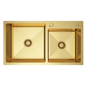 Rostfritt Stål Diskho <strong>Norelle</strong>  Guld Matt 78x45 cm med Vattenlås