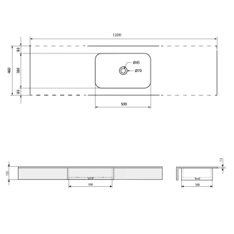 <strong>Sira</strong>  Handgjorda Cement Tvättställ Arctic Grå-Brun Matt 120 cm