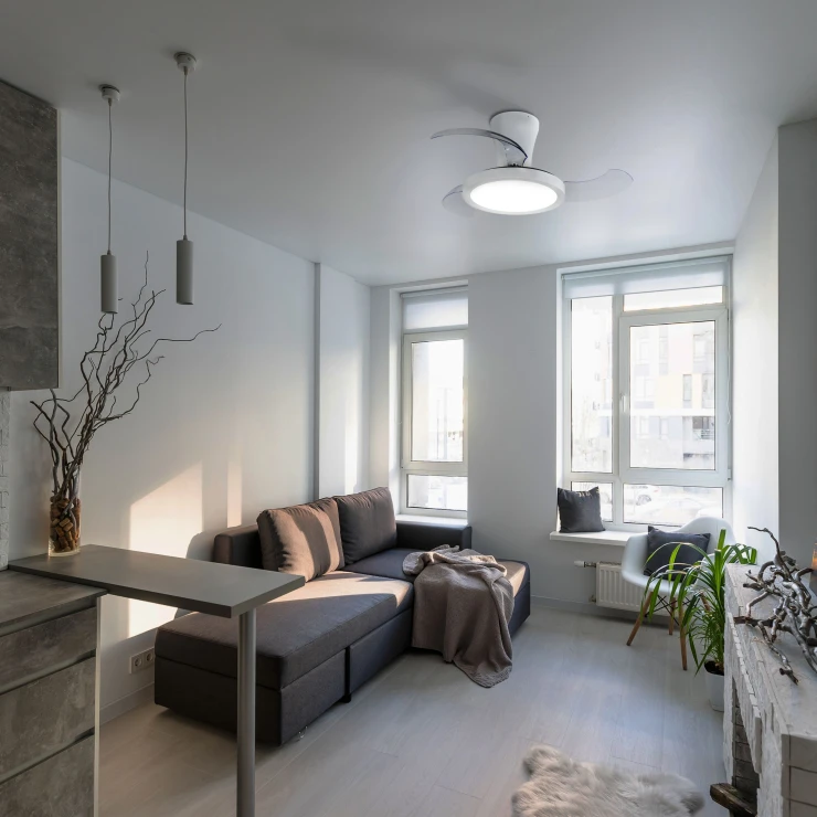 Taklampe med Vifte Halden Hvit Matt