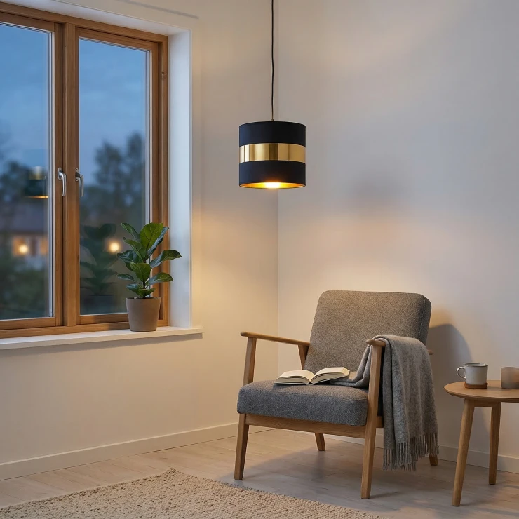 Hengelampe Orvian Svart, Gull Blank Ø 20 cm