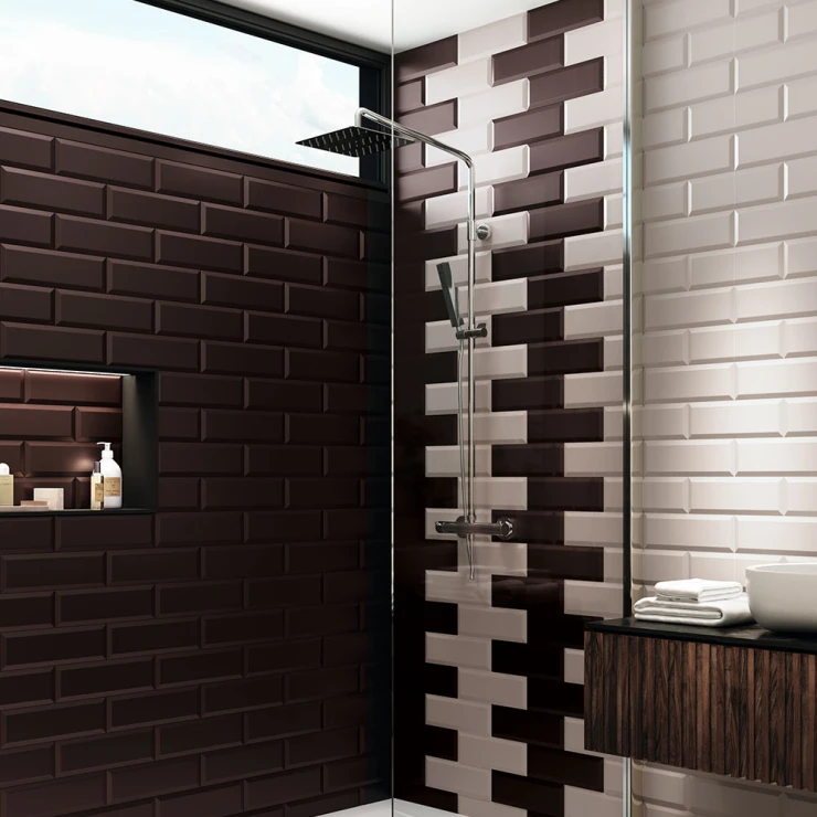 Veggflis Metro Fasat Brun Matt 10x30 cm