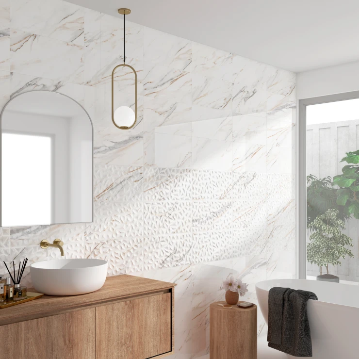 Marmor Veggflis Malm Sandguld Blank 25x50 cm
