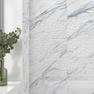 Marmor Kakel <strong>Malm</strong>  Decor Isblå Blank-Relief 25x50 cm