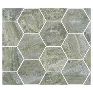 Sant’Agostino Hexagon Mosaik Klinker <strong>Paradiso</strong>  Green Polerad 30x35 cm