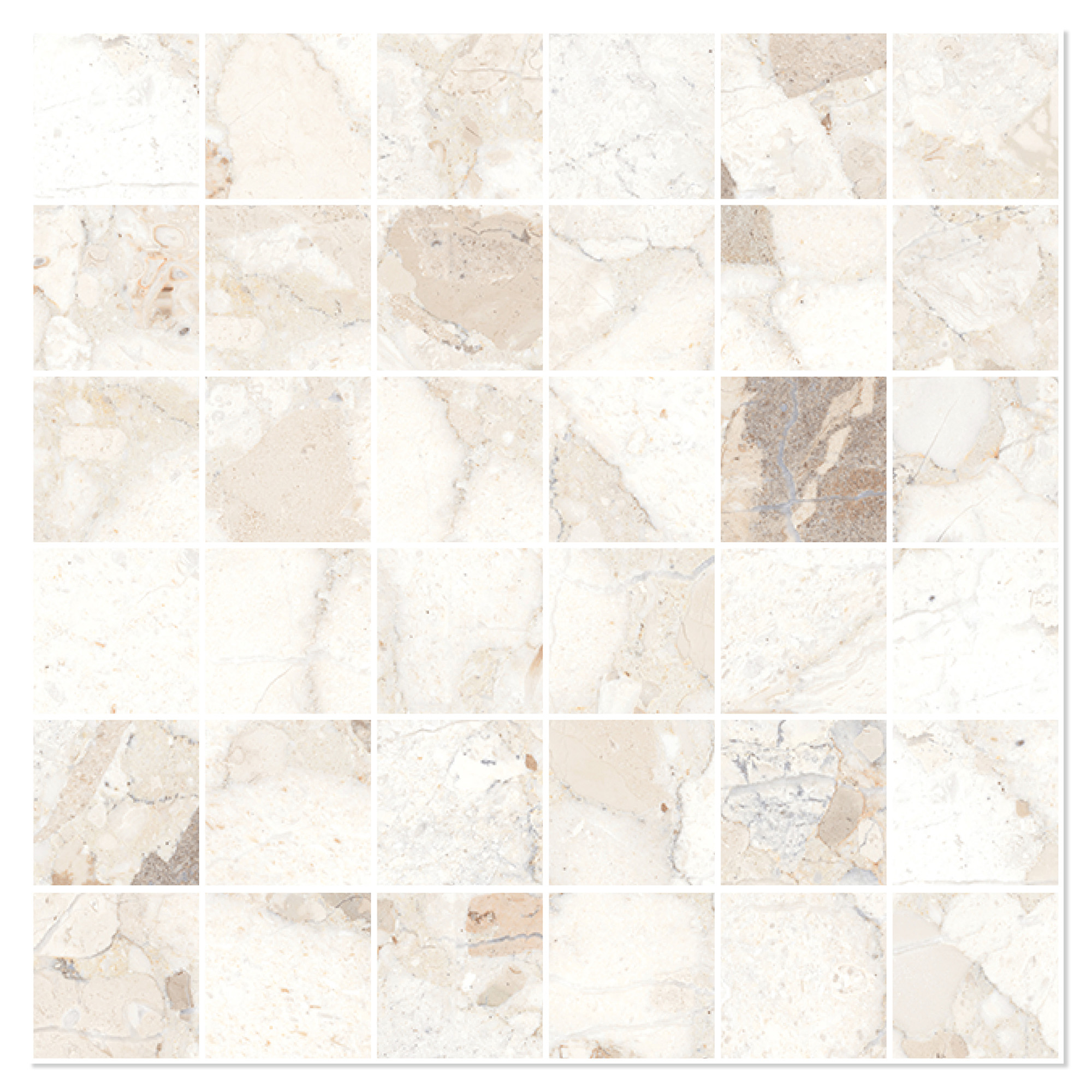 Sant’Agostino Mosaikk Gulvflis Venistone Ivory Matt 30x30 (5x5) cm