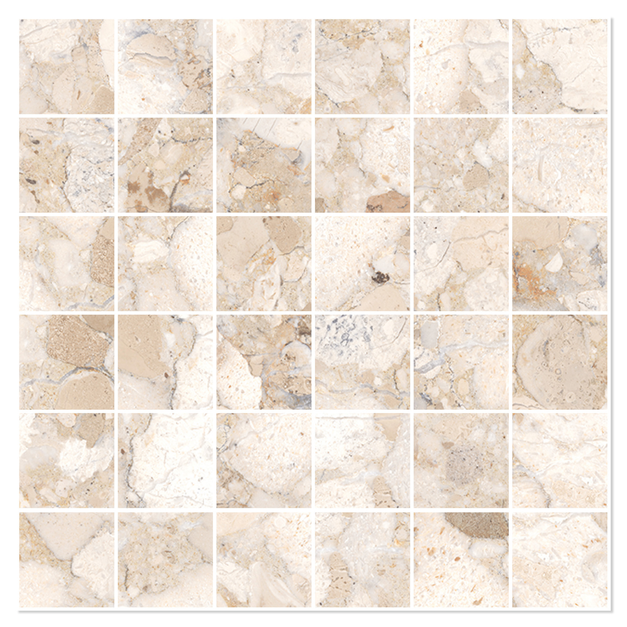 Sant’Agostino Mosaikk Gulvflis Venistone Beige Matt 30x30 (5x5) cm