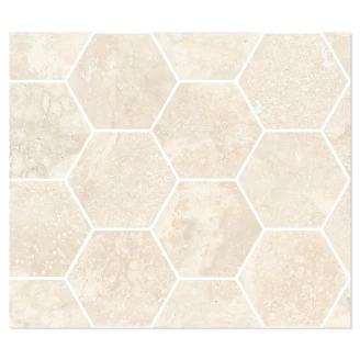 Sant’Agostino Hexagon Mosaik Klinker <strong>Invictus Cross</strong>  Ivory Polerad 30x35 cm