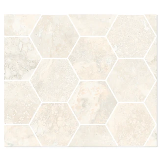 Sant’Agostino Hexagon Mosaik Klinker <strong>Invictus Cross</strong>  White Polerad 30x35 cm
