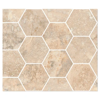 Sant’Agostino Hexagon Mosaik Klinker <strong>Invictus Cross</strong>  Beige Matt 30x35 cm