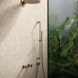 Sant’Agostino Hexagon Mosaik Klinker <strong>Invictus Cross</strong>  Ivory Matt 30x35 cm