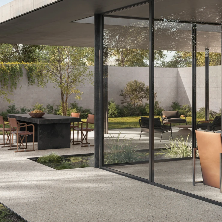 Sant’Agostino Utendørsflis Gravel Full Grey Matt-Struktur 3D 90x90 cm Tykkelse 20 mm