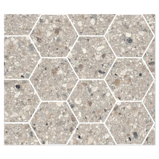 Sant’Agostino Hexagon Mosaik Klinker <strong>Gravel</strong>  Full Grey Matt-Struktur 3D 30x35 cm