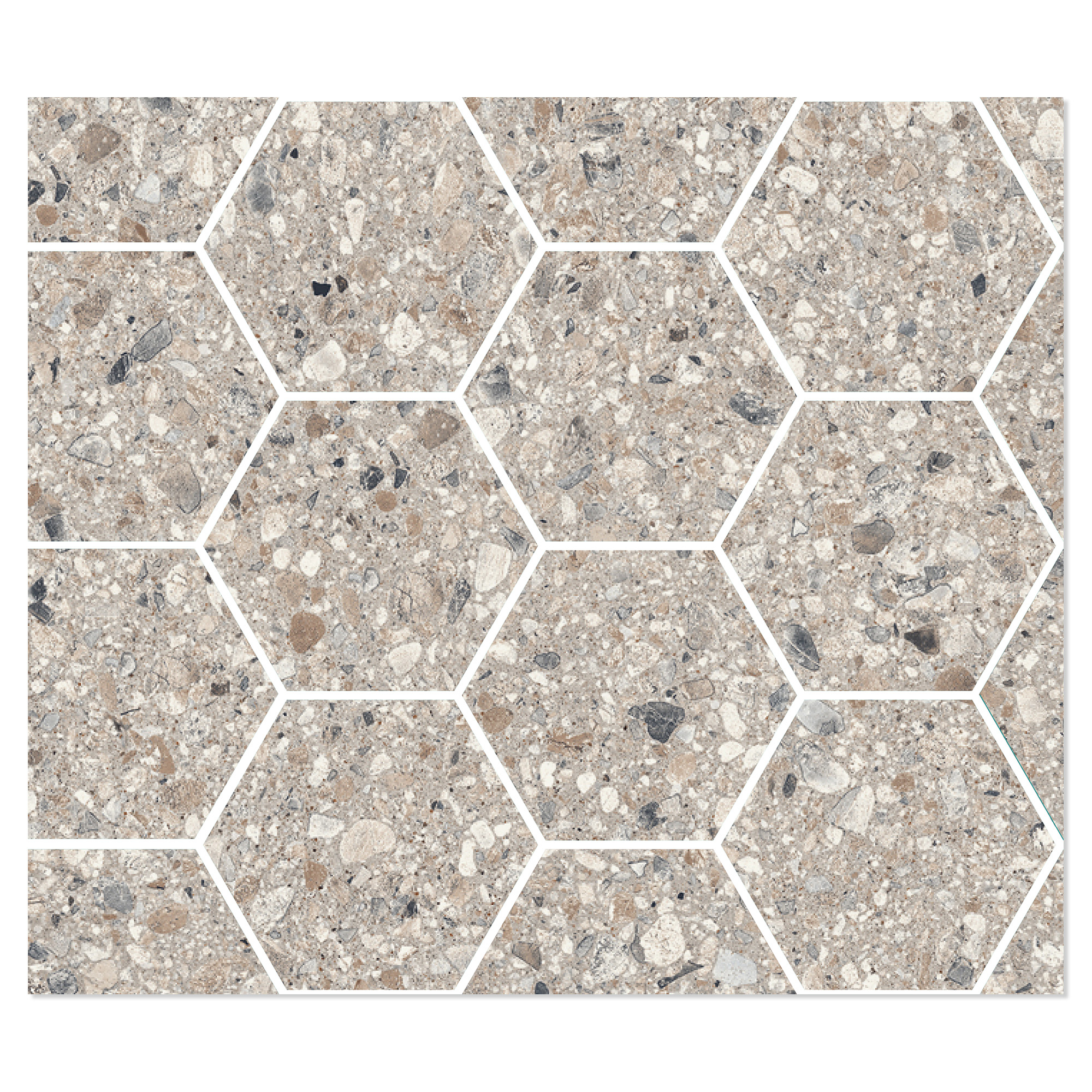 Sant’Agostino Mosaikk Gulvflis Gravel Full Grey Matt-Struktur 3D 30x35 cm