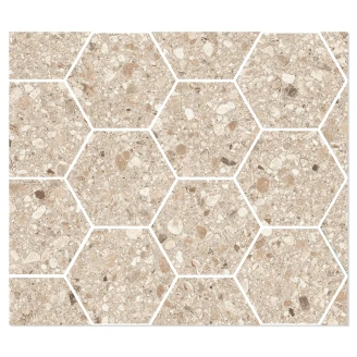 Sant’Agostino Hexagon Mosaik Klinker <strong>Gravel</strong>  Full Sand Matt-Struktur 3D 30x35 cm