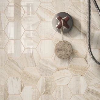 Sant’Agostino Hexagon Mosaik Klinker <strong>Astral</strong>  Beige Polerad 30x35 cm