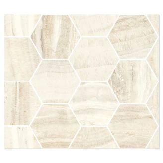 Sant’Agostino Hexagon Mosaik Klinker <strong>Astral</strong>  Ivory Polerad 30x35 cm